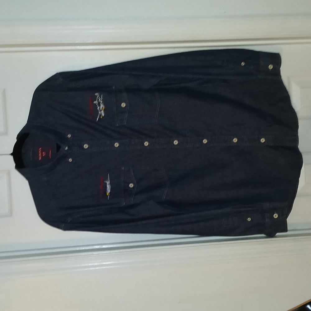 Merona Button-up with Embroided Planes